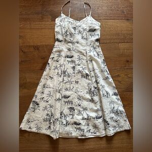 Banana Republic Black and White Jungle Print Midi Dress